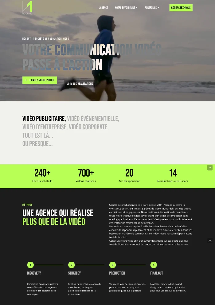 Page d'accueil du site Nocenti après refonte